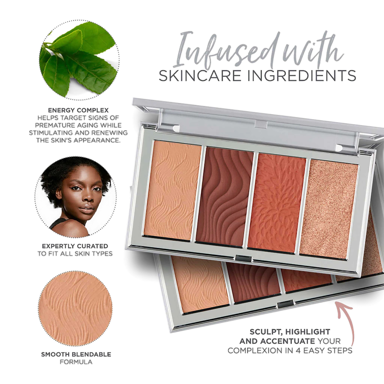 4-in-1 Skin-Perfecting Powders Face Palette In Dark/Deep 1 4-in-1 Skin-Perfecting Powders Face Palette In Dark/Deep